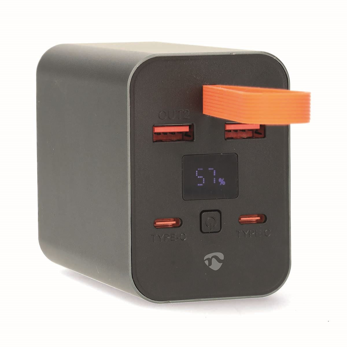 Nedis Powerbank | 30000 mAh | 1.5 / 2.0 / 3.0 / 5.0 A | Number of outputs: 4 | Output connection: 2x USB-A / 2x USB-C™ | Input connection: 1x USB-C™ | PD3.0 100W / QC3.0 | Lithium-Polymer | Display