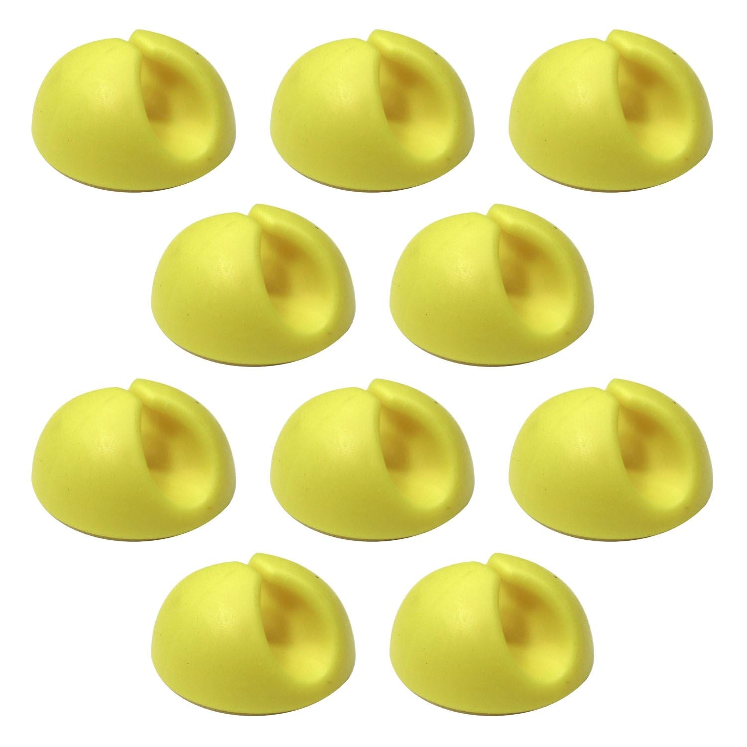 Ex-Pro 10 Pack Single Cable Desk Tidy Clips, Self Adhesive Cord Holder Clips for USB Power Wire PC Office Home, Yellow