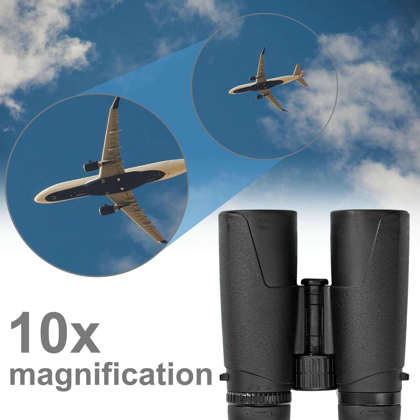 Nedis Binoculars 10x42 Roof Prism, Lightweight Travel Model with Rubber Grip, Dioptric Correction & 12mm Eye Relief for Spectacle Wearers, Black, Blue Lens