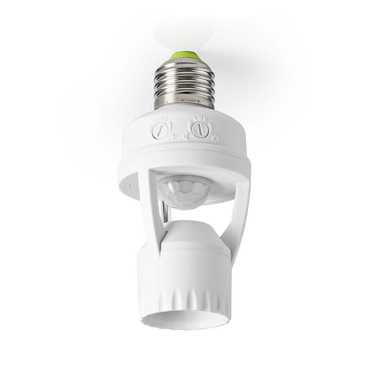 E27 Light Lamp Socket PIR Occupancy Motion Sensor Detector, Converter Adaptor, Ceiling Mount, 360 Degree 6m Range, White