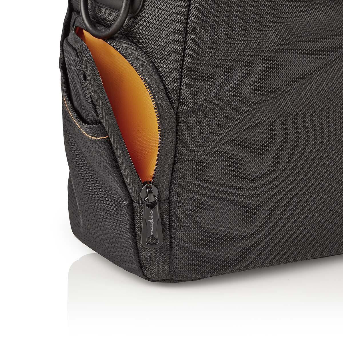 Nedis DSLR Camera Bag Shoulder Bag with 8 Compartments| Water-repellent Hood, 190 mm x 120 mm x 220 mm - Black / Orange