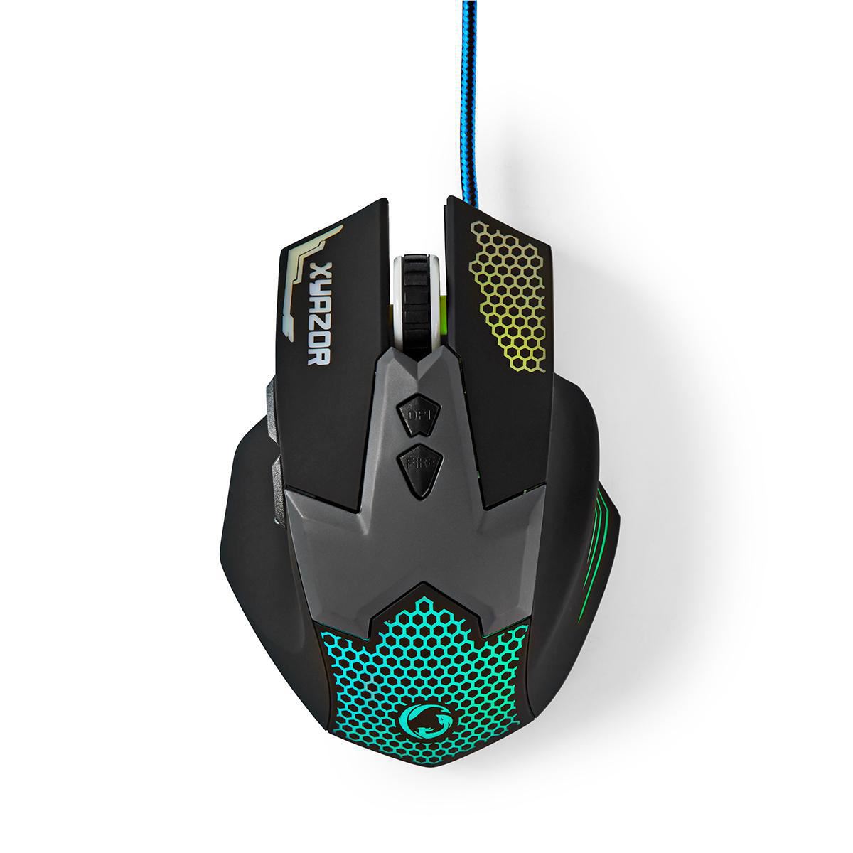Nedis Gaming Mouse | Wired | 800 / 1200 / 1600 / 2400 dpi | Adjustable DPI | Number of buttons: 7 | Right-Handed | 1.50 m | LED