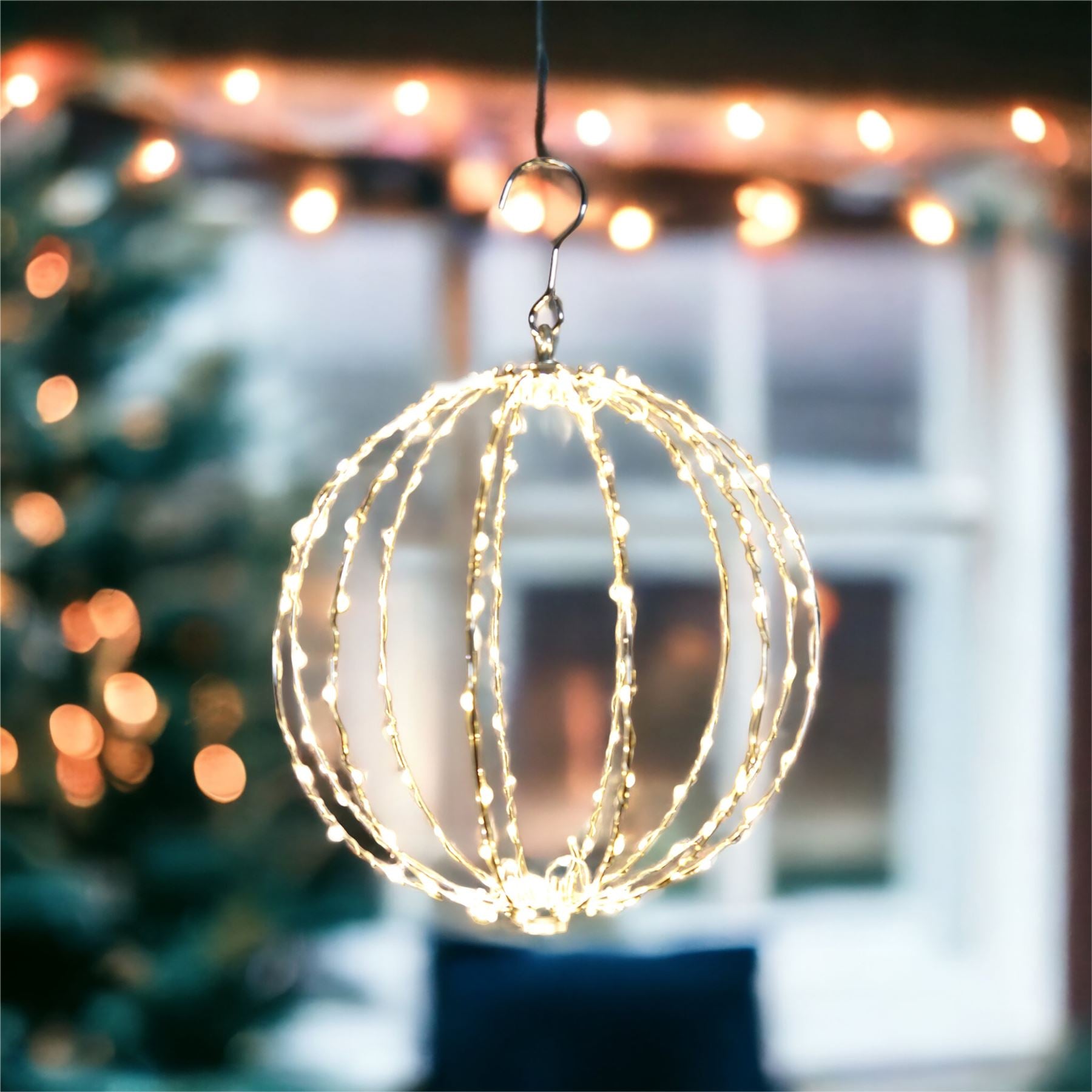 Outdoor 140 LED Copper Gold Hanging Sphere Light with Timer Power Supply and 10m Lead