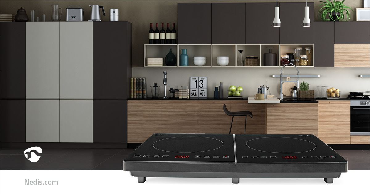 Nedis Induction Cooker | Cooking zones: 2 | 3500 W | Overheating protection | Black | Timer | Turbo action | Child lock