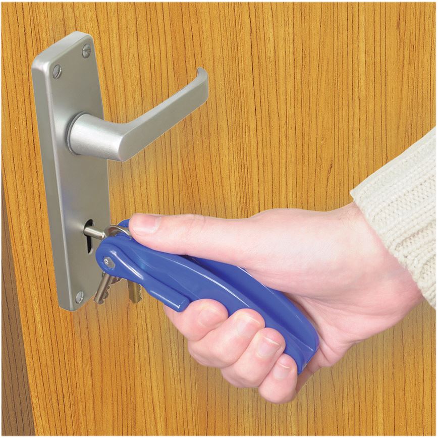 Key Turner with Space for 3 Keys, Easy Turn Device. Ergonomic Design. for Those with Arthritis or a Weak Grip. Leverage/Assistance for Turning a Key in a Lock. Handy Grip Aid. Keys Fold Into Turner