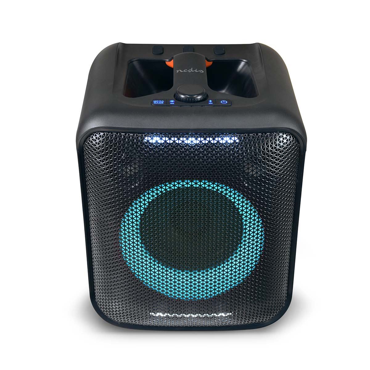Nedis Portable Bluetooth Cube Party Speaker, 150W Peak Power, with Mega Bass, LED Lights, 5hr Playtime, TWS, AUX/USB / 6.35mm Mic Input