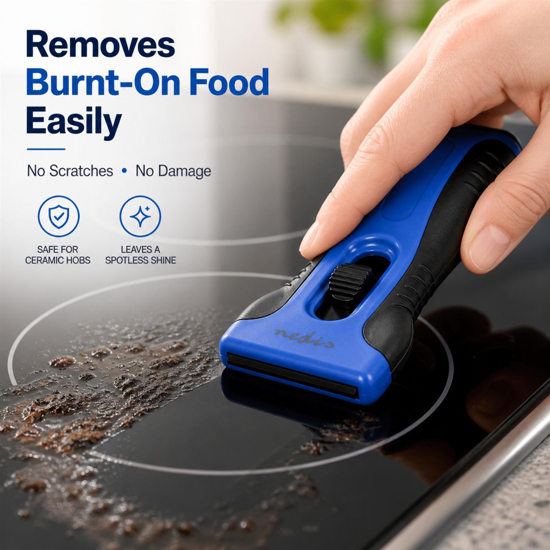 Nedis Hob Scraper Cleaner for Glass, Ceramic, Induction Plate Hobs