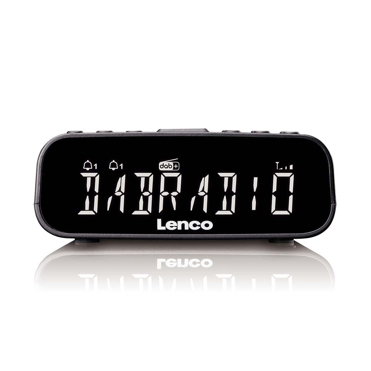 Lenco DAB+ FM Alarm Clock Radio with Bluetooth® Speaker, Large Dimmable LCD Display | Black