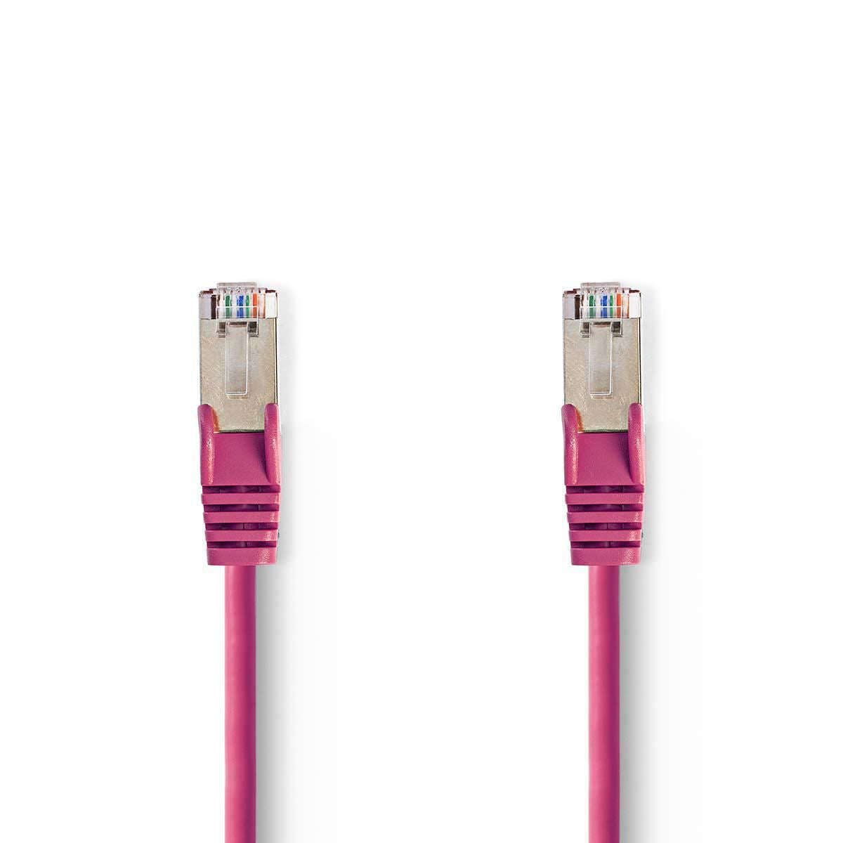 Nedis CAT5e Network Cable | SF/UTP | RJ45 Male | RJ45 Male | 7.50 m | Round | PVC | Pink | Polybag
