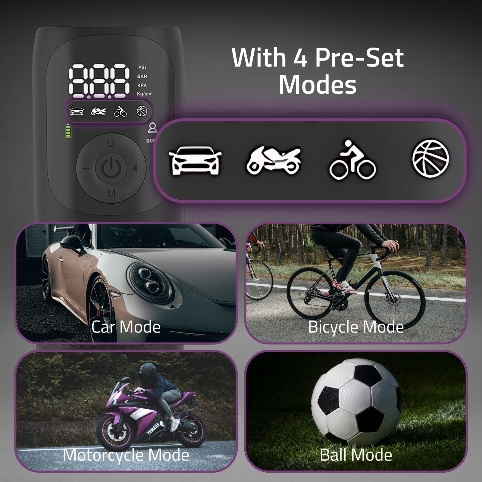 Nedis Portable Tyre Inflator, Rechargeable Air Compressor with Digital Display, LED Torch, 150 PSI Max Pressure, USB-C Charging, for Car, Bike, Motorcycle, Footballs, Inflatables & More