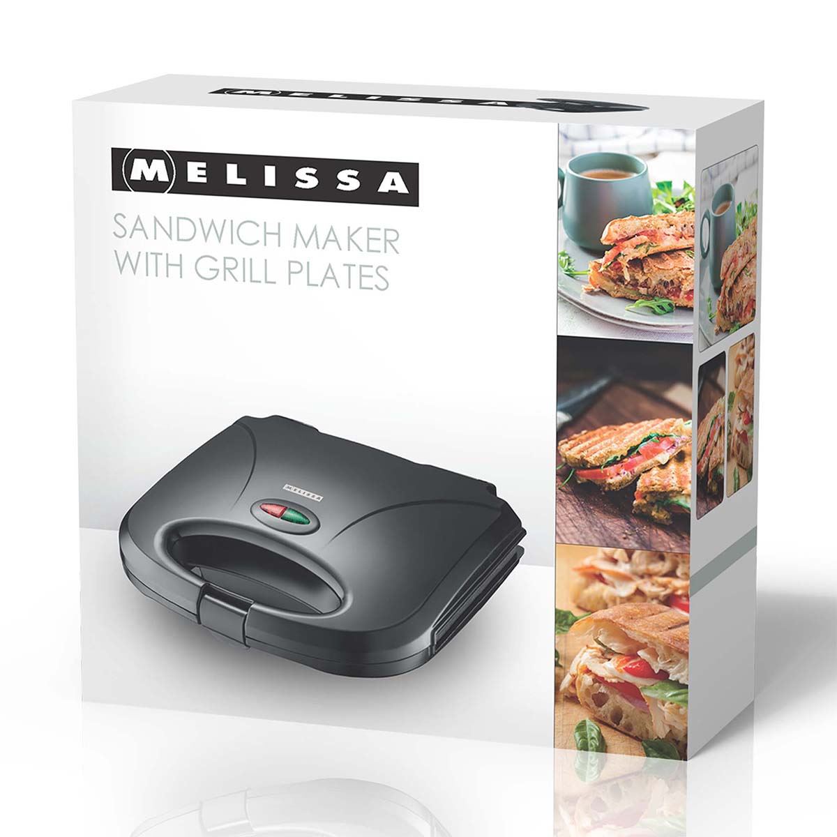 MELISSA "The Toastie" 2 Slice Sandwich Toaster / Panini Maker Non-Stick Sandwich Maker | 750W - Black