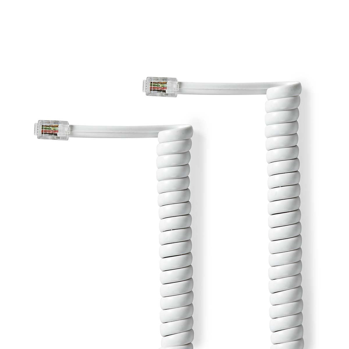 Nedis Telecom Cable | RJ10 Male | RJ10 Male | 2.00 m | Cable design: Coiled | Cable type: RJ10 | White | Box