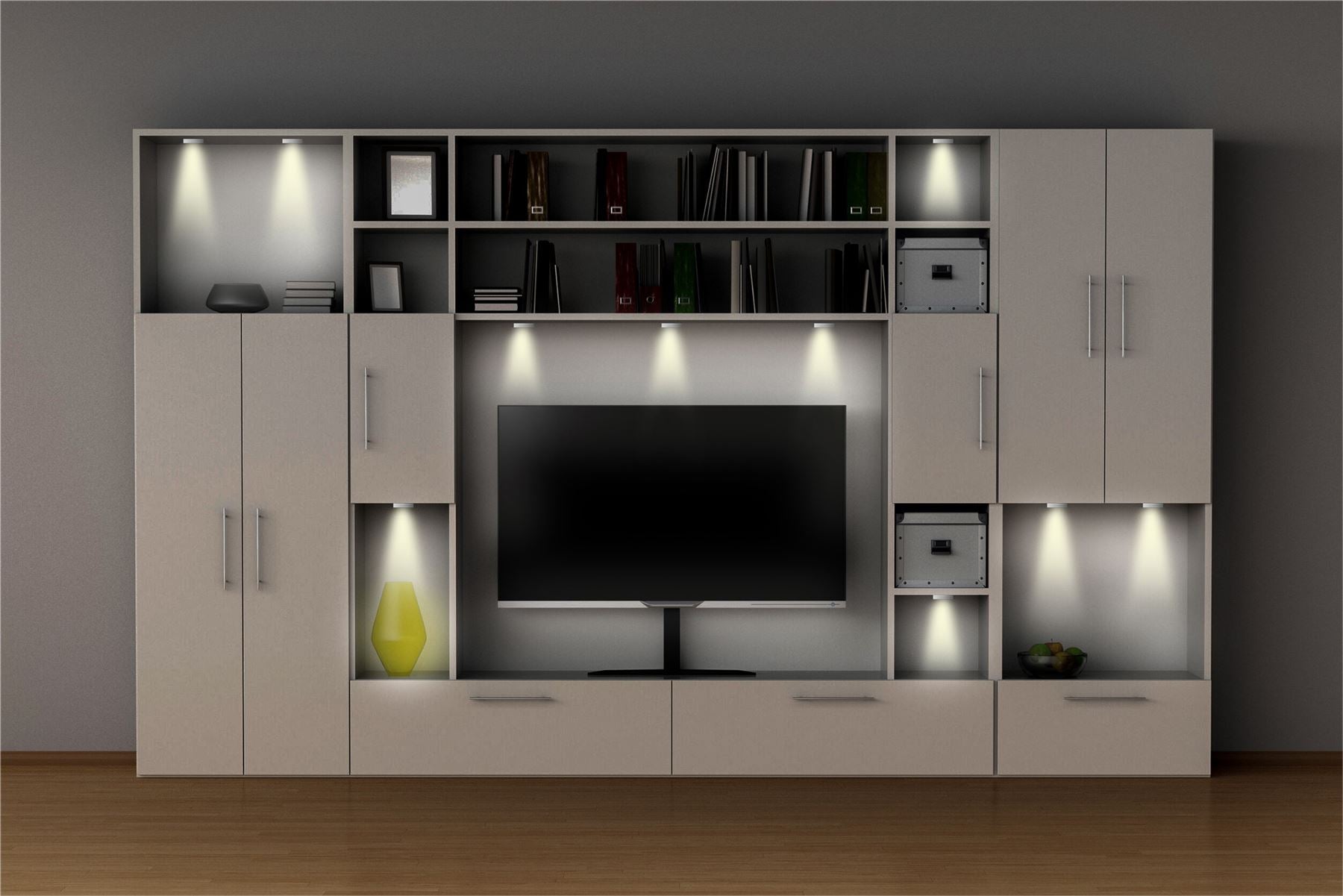 6 x Under Cabinet / Kitchen Brushed Aluminium Lighting Kit LED Kitchen Counter Closet Puck Display Lamp