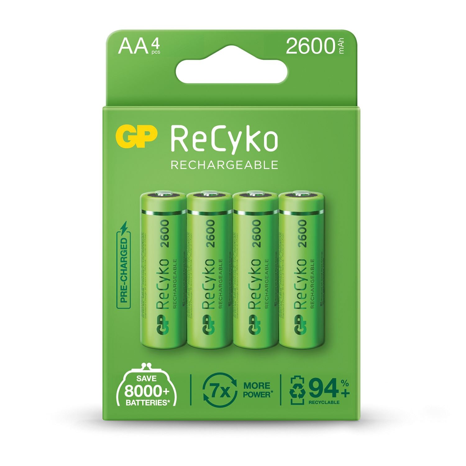 Gp AA Rechargeable Battery ReCyko+ 2600 - 4 Pack