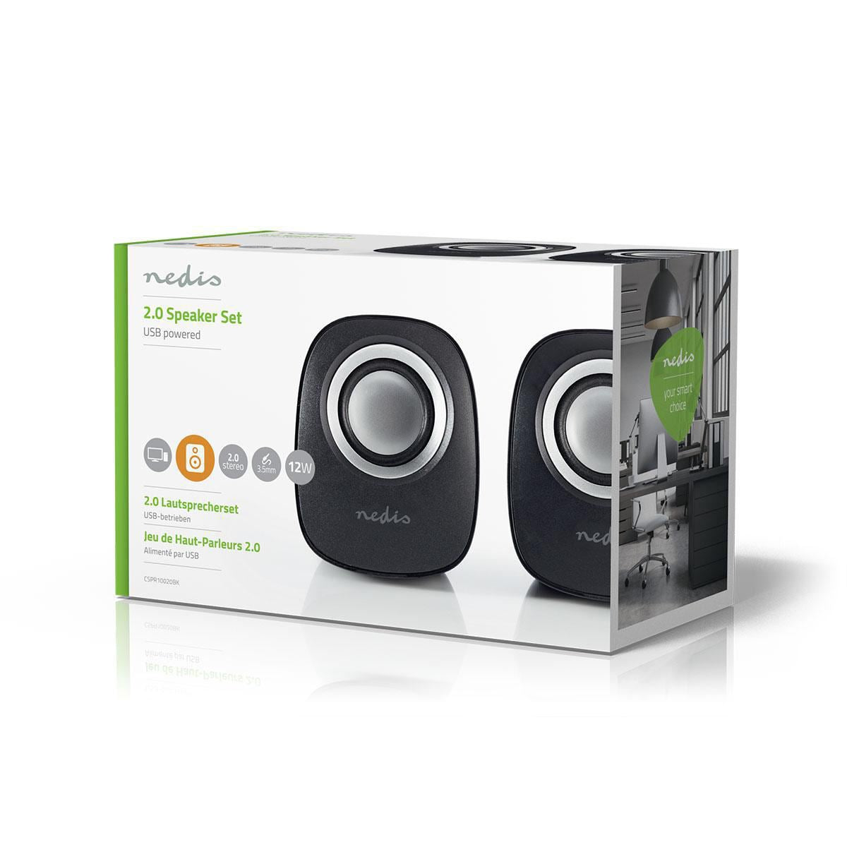 Nedis PC Speaker | 2.0 | 12 W | 3.5 mm Male | USB Powered | Volume control