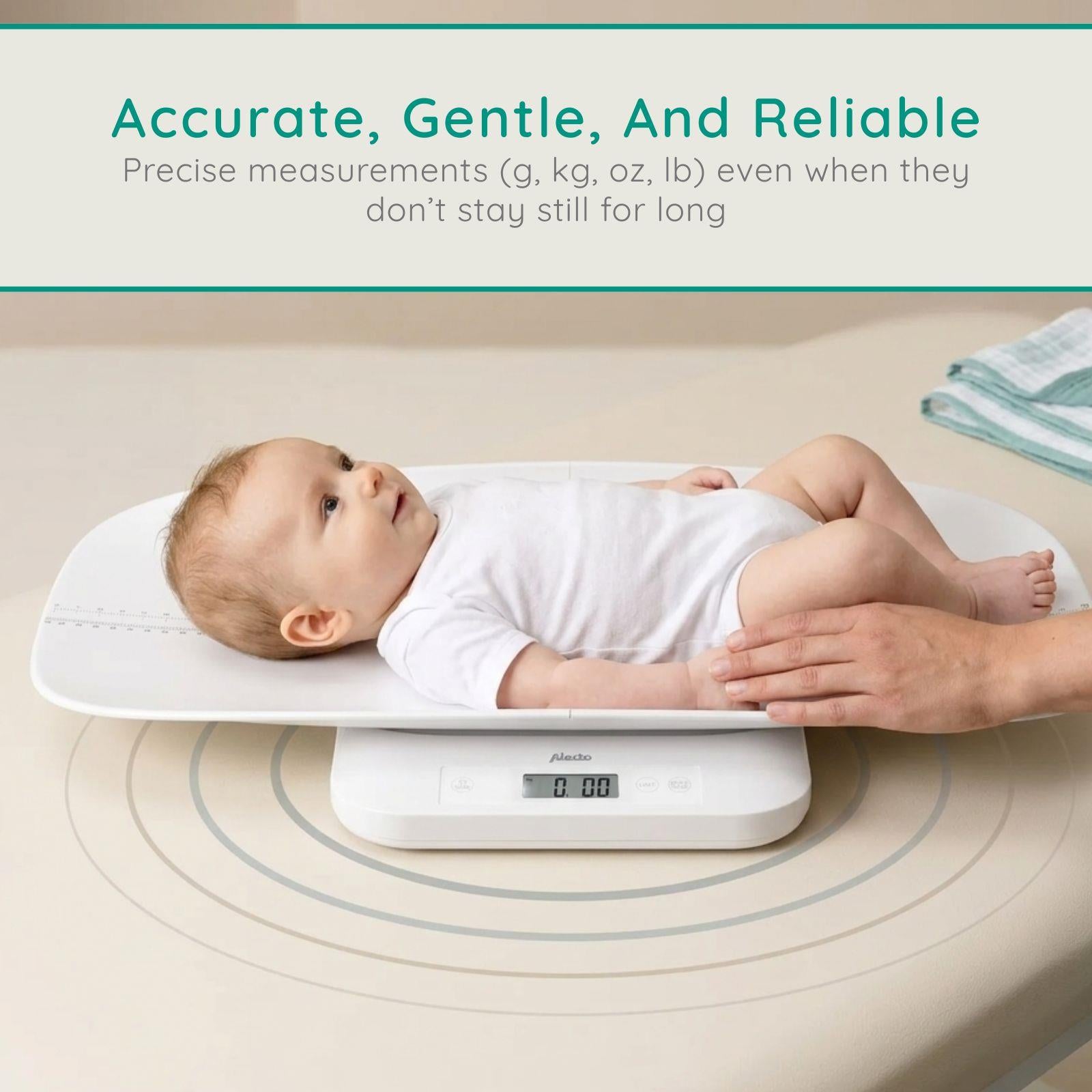 Alecto Digital Baby Weighing Scales, Personal Scale and Pet Scale in one - Up to 150 kg with Removable Weighing Surface - White | BC70