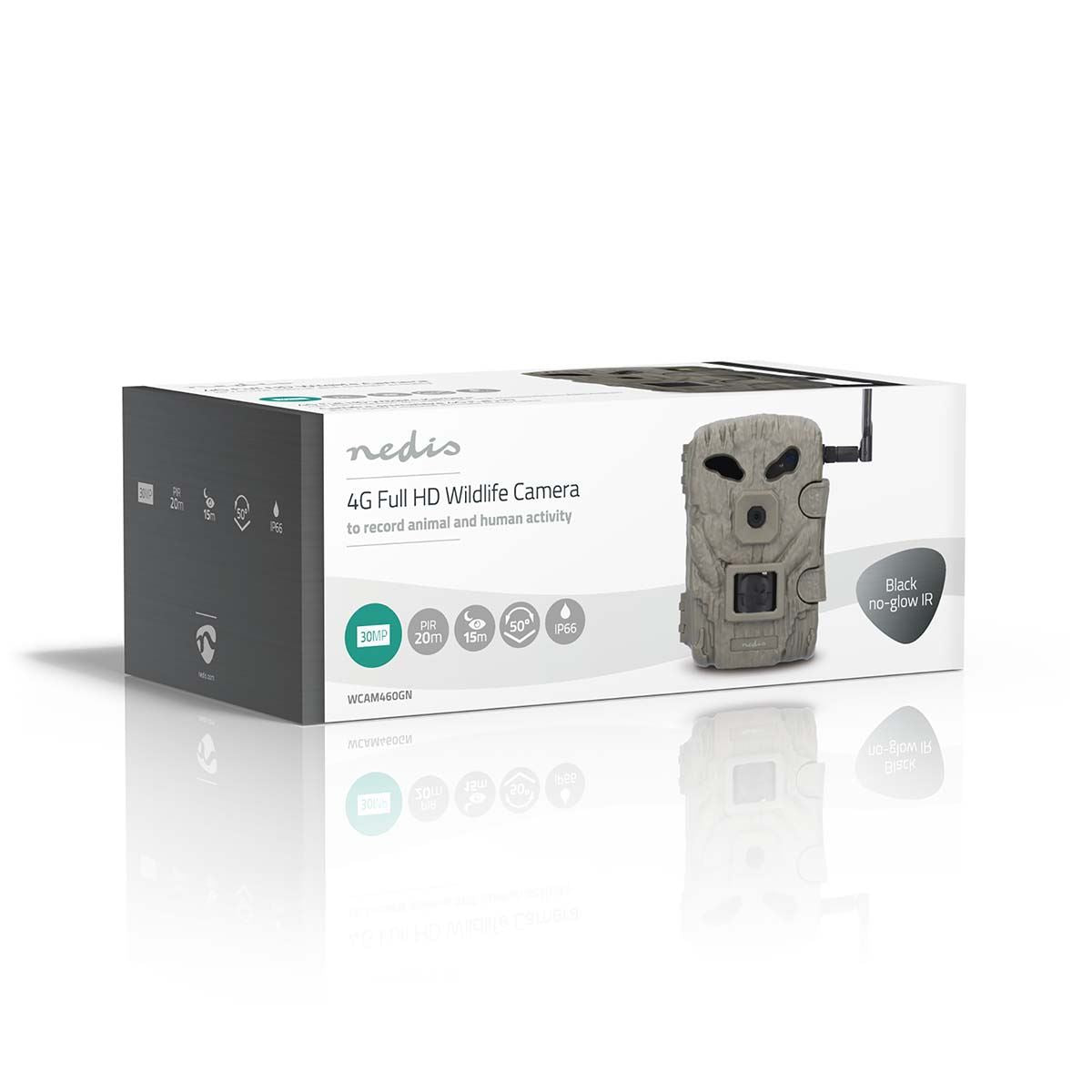 Nedis Wildlife Camera 4G LTE Sim HD Trail Camera 30MP 50 Degree with Time Lapse 20m Black LED Night Vision Motion Activated Hunting Camera IP65 Waterproof 0.3s Trigger Time for Wildlife Monitoring