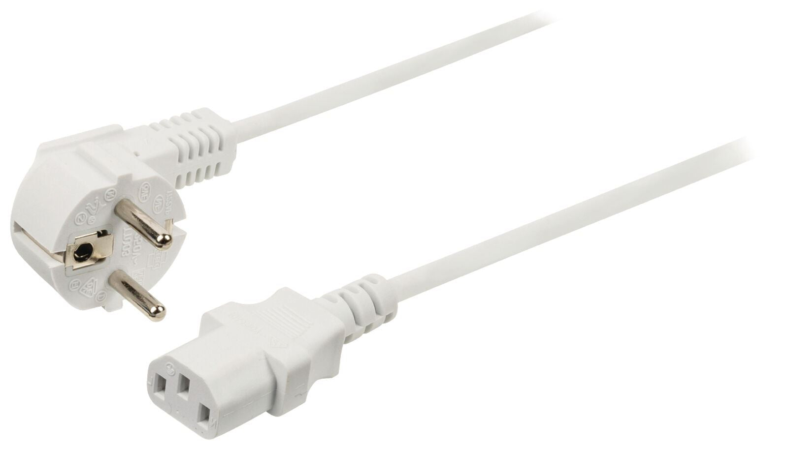 Ex-Pro Power Cable | Plug with earth contact male | IEC-320-C13 | Angled | Straight | Nickel Plated | 7.50 m | Round | White | PVC