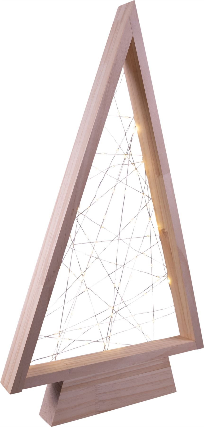 Wooden Self Assembly Battery Powered Christmas Tree Decoration with 60 LED Lights