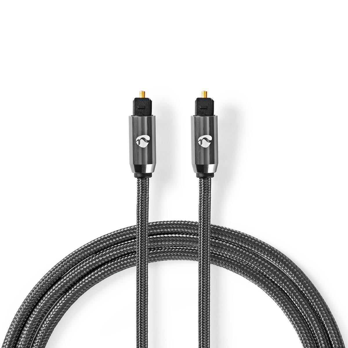 Nedis Optical Audio Cable | TosLink Male | TosLink Male | 2.00 m | Round | Cotton | Gun Metal Grey | Cover Window Box