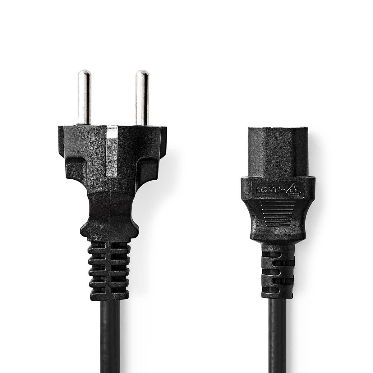 Nedis Power Cable | Plug with earth contact male | IEC-320-C13 | Straight | Straight | Nickel Plated | 3.00 m | Round | PVC | Black | Label