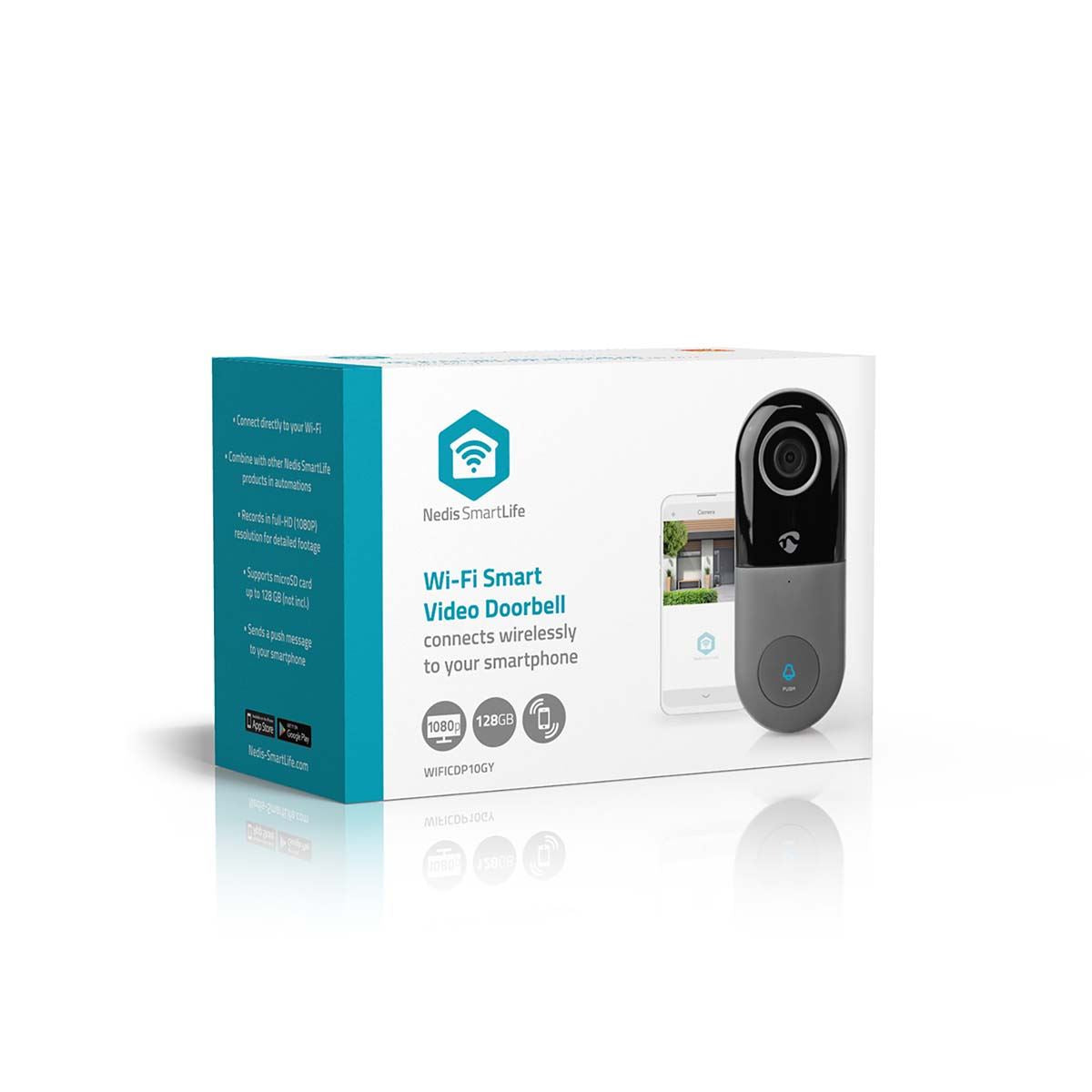 Nedis SmartLife Wireless Video Doorbell WiFi Two-Way Talk PIR Door Bell Security Camera with App Control