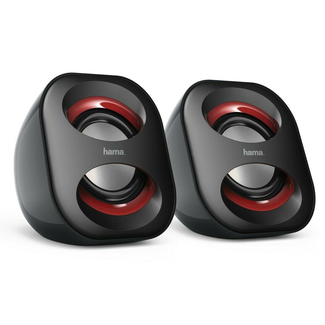 Hama 6w 3.5mm Speakers Laptop Portable Sound Music Desktop TV Speakers Black/Red