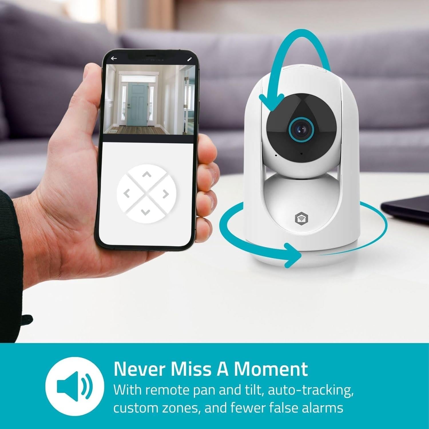 Nedis SmartLife Indoor Camera | 3MP Full HD 1296p | Pan tilt | Cloud Storage (optional) / microSD (not included) | With motion sensor | Night vision | White