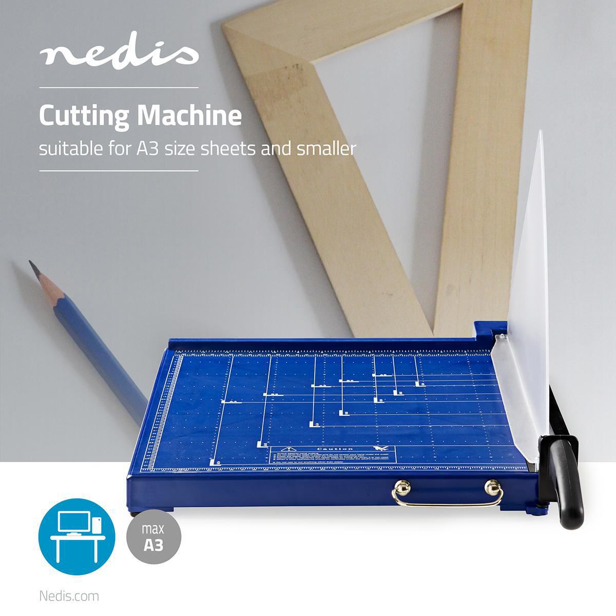 Nedis Paper Cutting Guillotine Machine ideal for Office, Crafting, Photo's etc Max. cutting size: 297 x 420 mm | Metal | Black / Blue