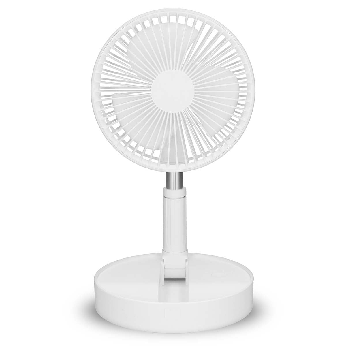 Trebs 8" 20cm Portable Standing Fan, 19 Hr Run-Time USB Rechargeable Battery Operated Floor Table Desk Fan, 4 Speed Settings Pedestal Fans for Bedroom Office Camping Fishing Travel - White