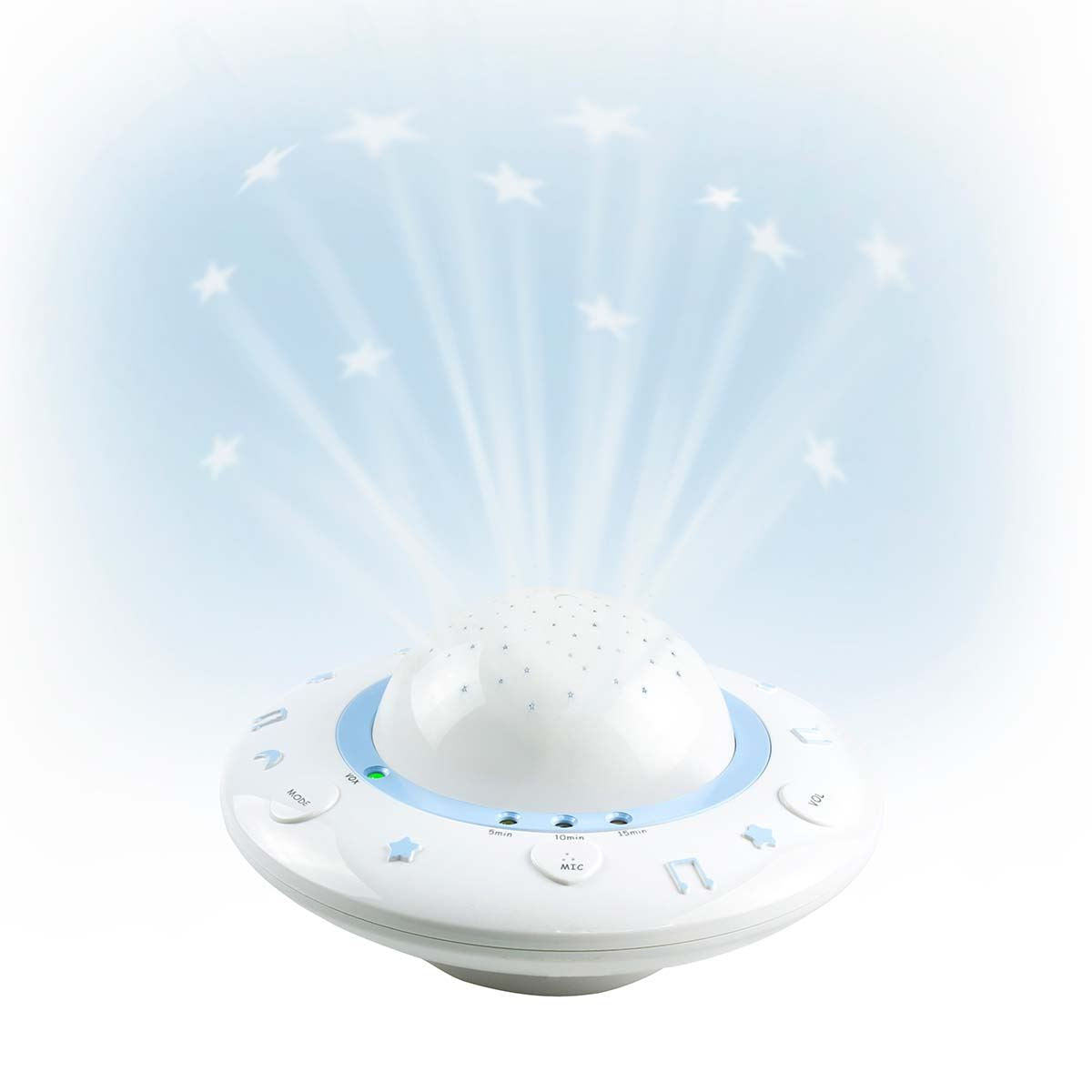 Alecto Starry Sky Nusery Projector with Adjustable Play Time | Voice Activated | Music & Light | White / Blue