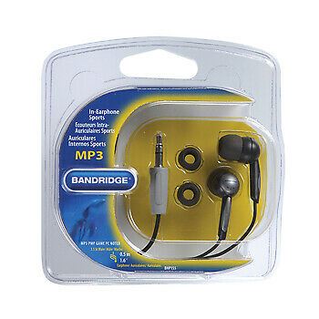 Bandridge Sports Silicone Comfort In-Ear Headphones Headset Ear Phone - Black