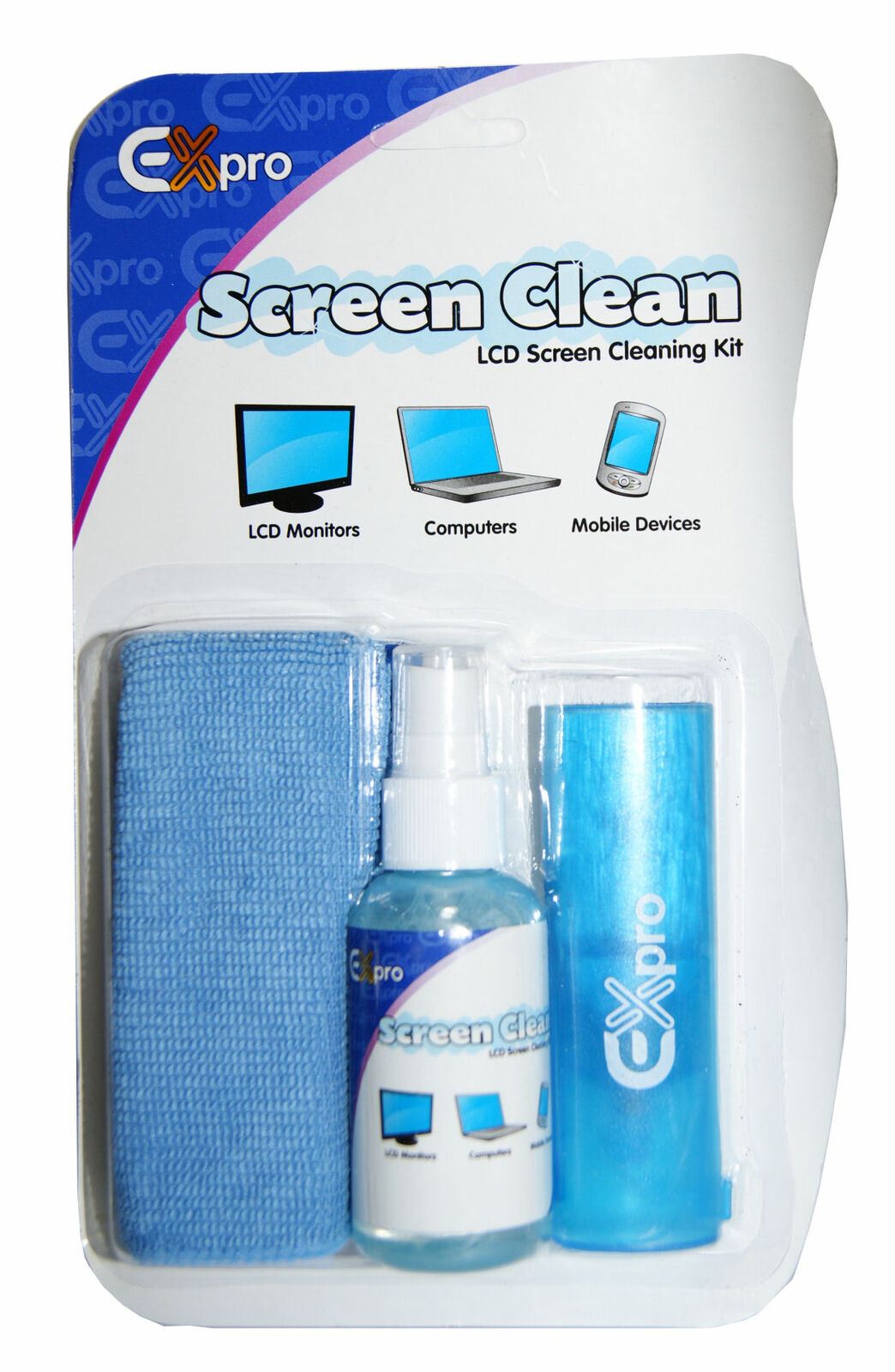 Ex-Pro LCD Screen Cleaning Kit complete with cloth, brush and bag.