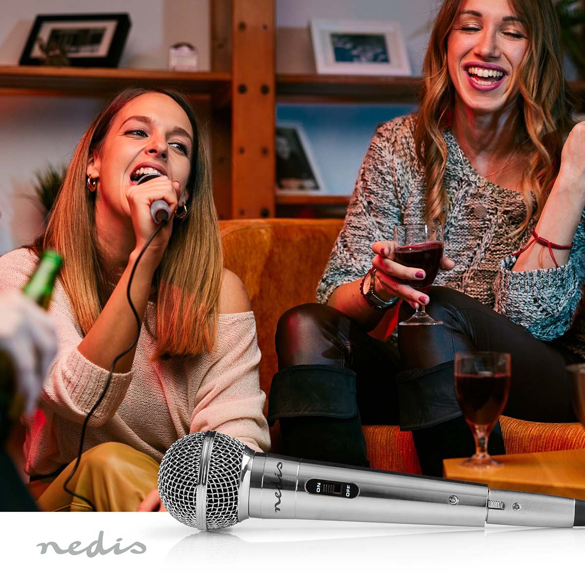 Nedis Uni-Directional Wired 6.5mmm Dynamic Microphone, On/Off, sensitivity 72dB +/- 3dB, 80Hz-13kHz, Wired 5m - Metal Silver