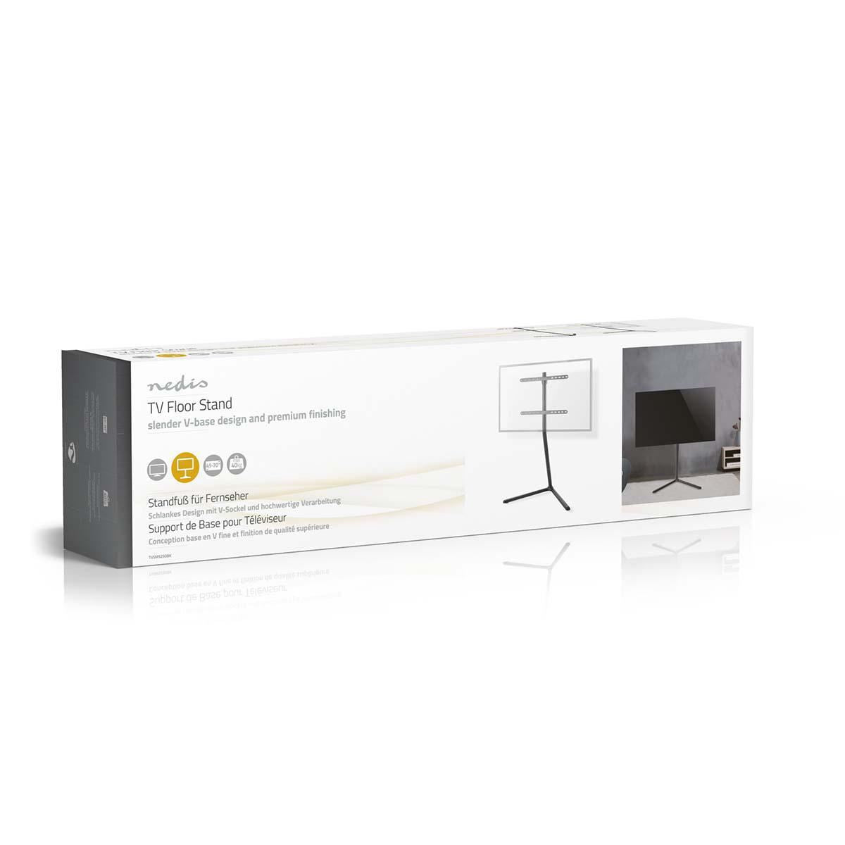 Nedis TV Floor Stand | 49 - 70 " | Maximum supported screen weight: 40 kg | V-shape Design | Anti-tip strap | Snap-lock | Aluminium / Steel | Black