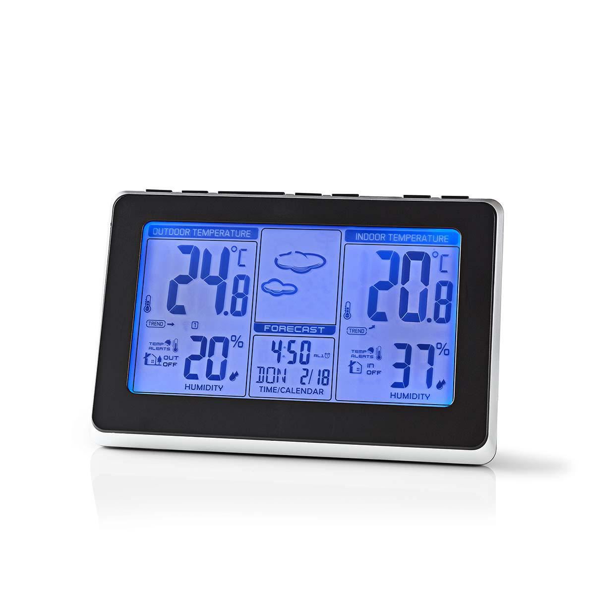 Nedis Weather Station | Indoor & Outdoor | Including wireless weather sensor | Weather forecast | Time display | LCD Display | Alarm clock function