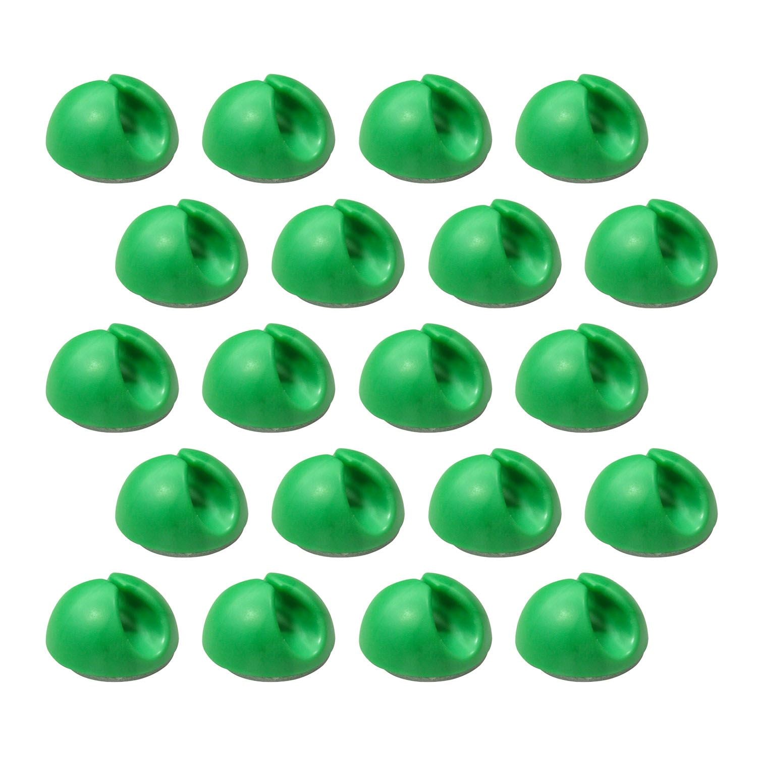 Ex-Pro 20 Pack Single Cable Desk Tidy Clips, Self Adhesive Cord Holder Clips for USB Power Wire PC Office Home, Green