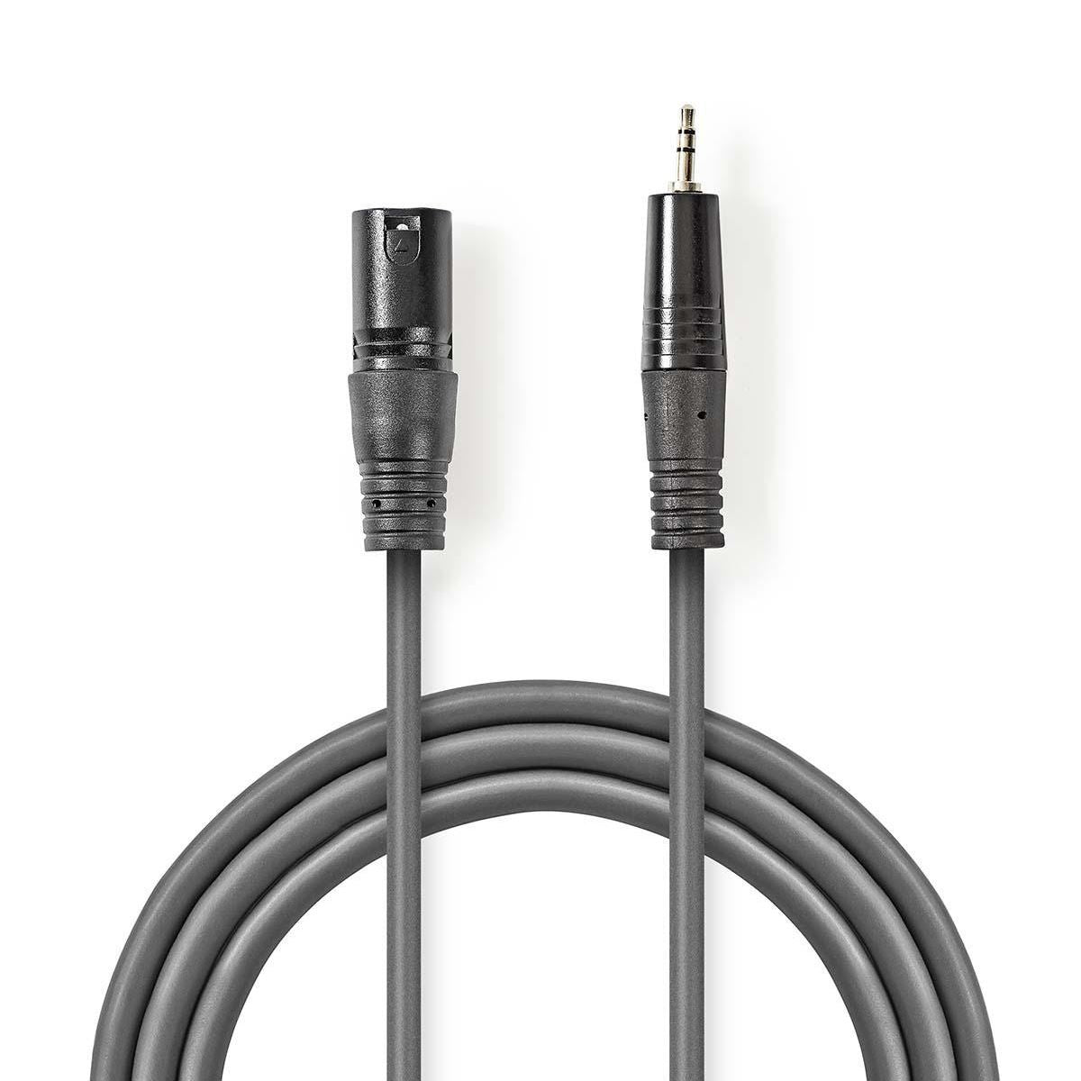Nedis Balanced Audio Cable | XLR 3-Pin Male | 3.5 mm Male | Nickel Plated | 3.00 m | Round | PVC | Dark Grey | Carton Sleeve