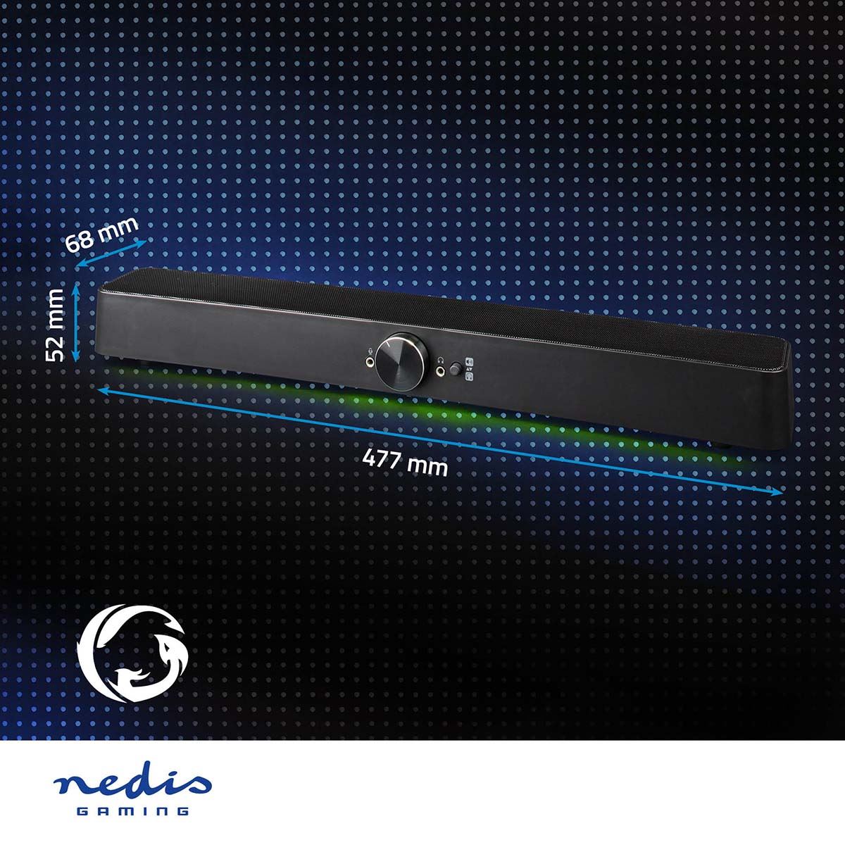 Nedis Gaming Speaker | Speaker channels: 2.0 | USB Powered | 3.5 mm Male | 30 W | LED | Volume control | Connection output: 1x 3.5 mm