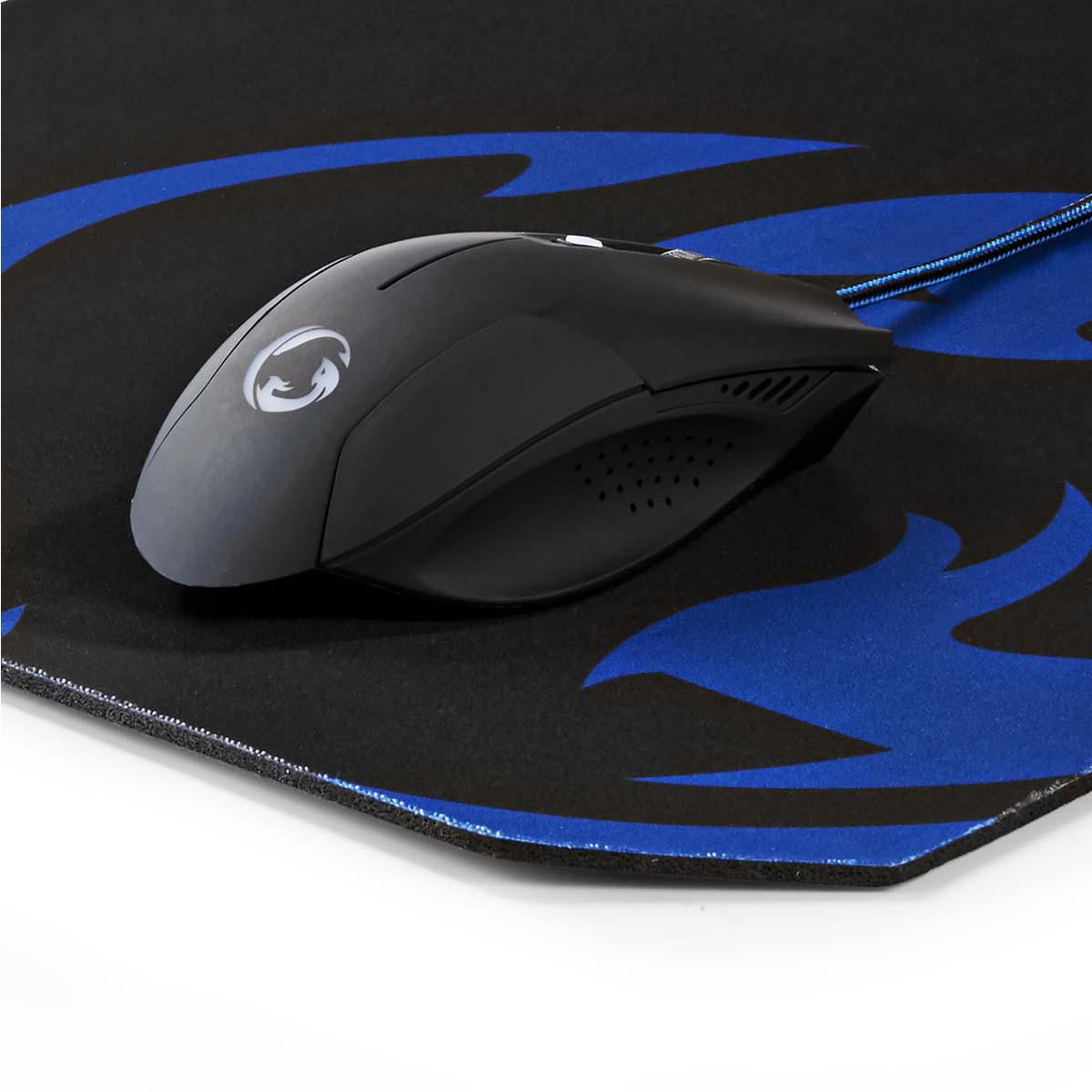 Nedis Gaming Mouse & Mouse Pad Set | Wired | 800 / 1200 / 1600 dpi | Adjustable DPI | Number of buttons: 6 | Right-Handed | 1.50 m | Normal Lighting