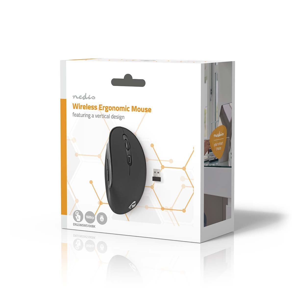 Nedis Mouse | Wireless | 800 / 1000 / 1600 dpi | Adjustable DPI | Number of buttons: 6 | Right-Handed
