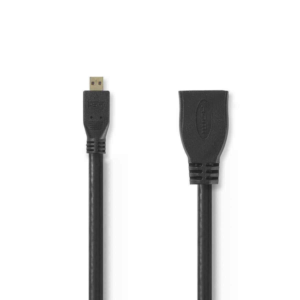 Nedis High Speed HDMI™ Cable with Ethernet | HDMI™ Micro Connector | HDMI™ Output | 4K@30Hz | 10.2 Gbps | 0.20 m | Round | PVC | Black | Envelope