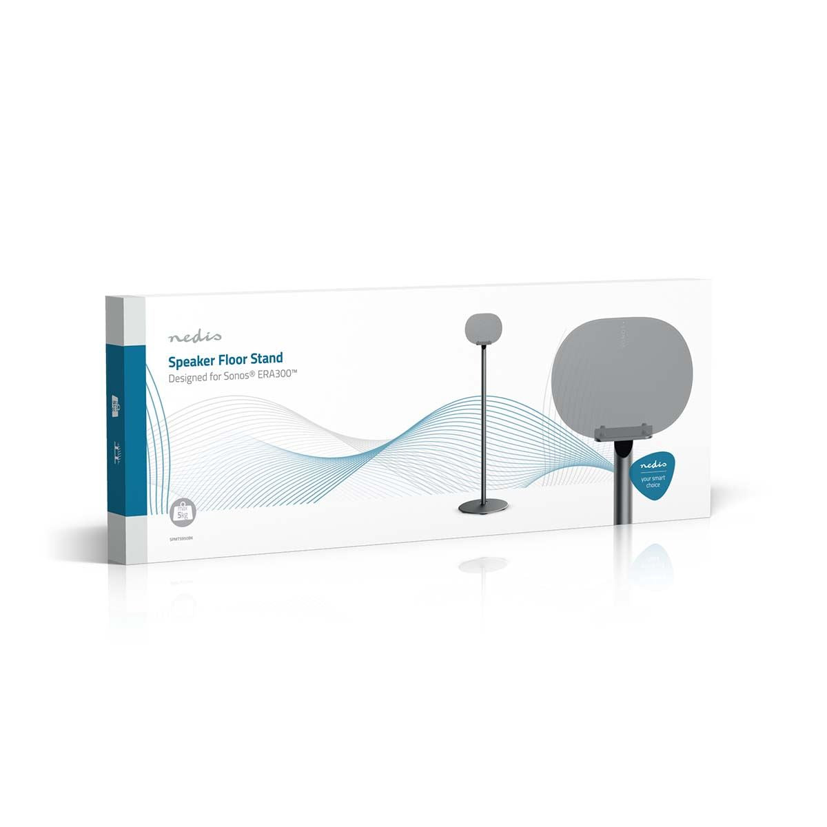 Nedis Speaker Stand Mount for Sonos Era 300, Fixed Height, Max. Capacity 5kg (Single Stand) - Black