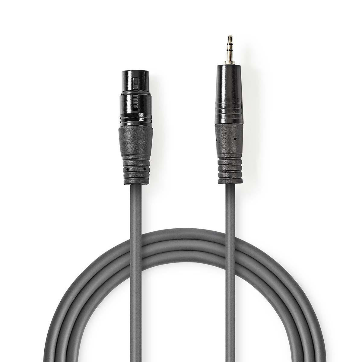 Nedis Balanced Audio Cable | XLR 3-Pin Male | 3.5 mm Male | Nickel Plated | 1.50 m | Round | PVC | Dark Grey | Carton Sleeve