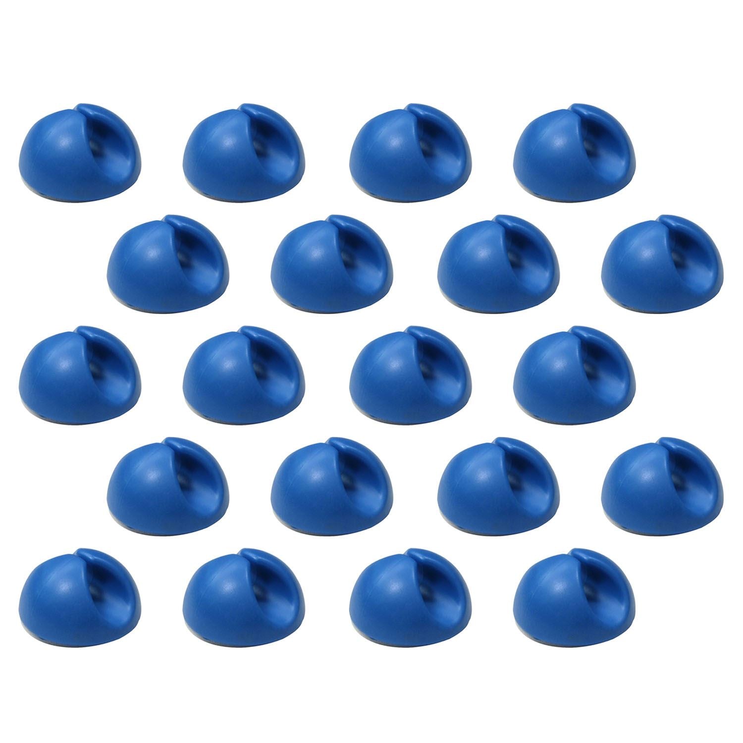 Ex-Pro 20 Pack Single Cable Desk Tidy Clips, Self Adhesive Cord Holder Clips for USB Power Wire PC Office Home, Blue