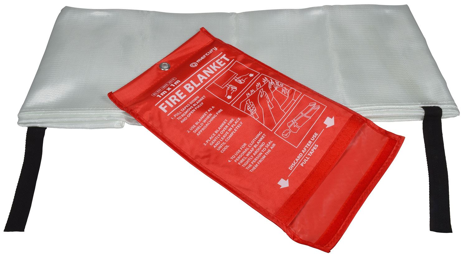 Mercury Home Safety Fire Blanket Large 1m x 1m In Case Quick Release Protection Kitchen