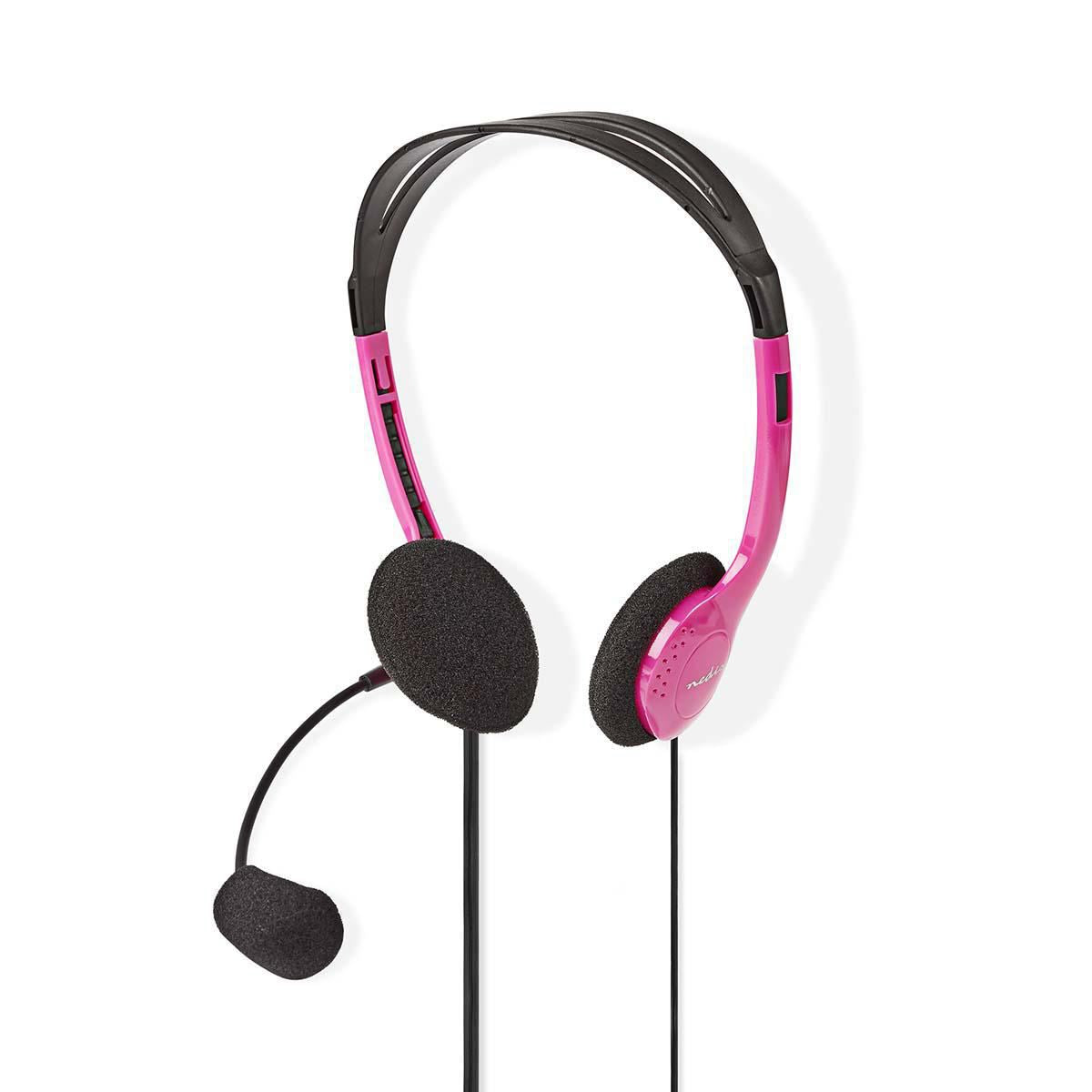 Nedis PC Headset | On-Ear | Stereo | 2x 3.5 mm | Fold-Away Microphone | Pink