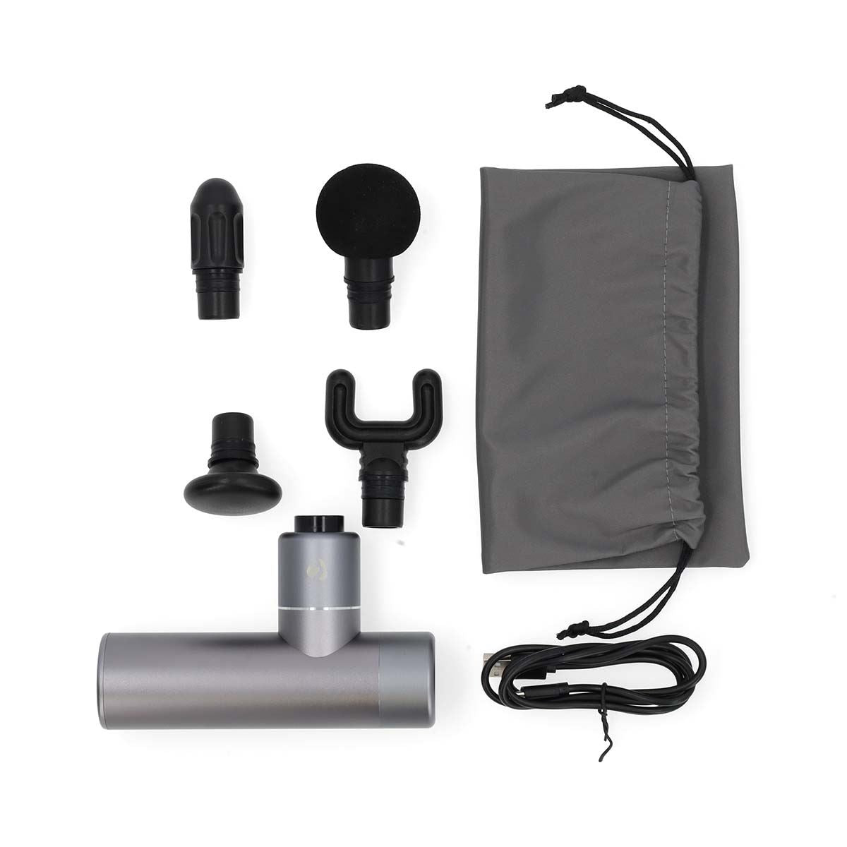 Nedis Smart Bluetooth Mini Ultra Light Sports Massage Gun, 5 Speeds up to 3600 RPM, 4 Attachments, Aluminium Body, Rechargeable - Dark Grey