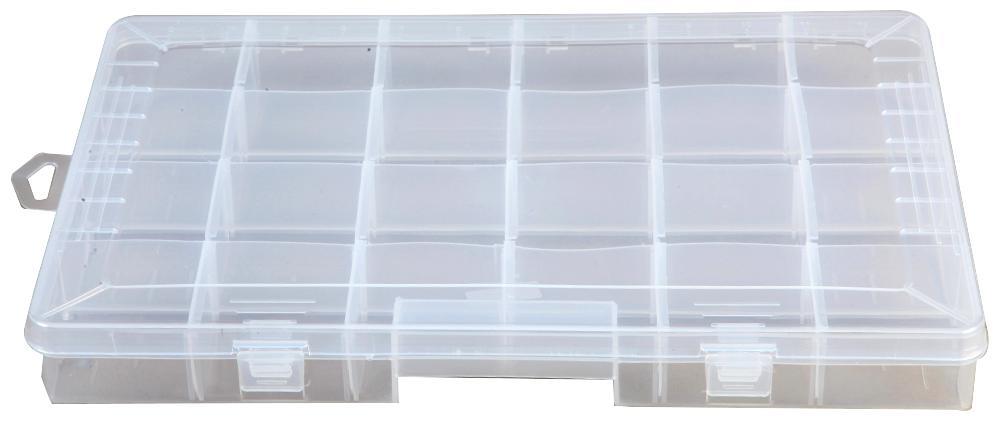 4 -24 Compartment Transparent Organiser Storage Box with Removable Sections - 48mm x 235mm x 382mm, Crafting, DIY etc.