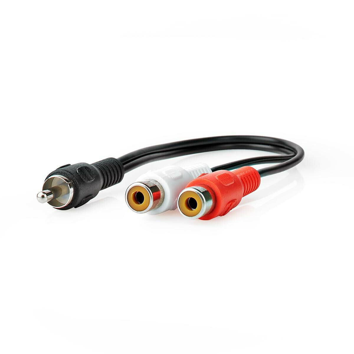 Nedis Subwoofer Cable | RCA Male | 2x RCA Female | Nickel Plated | 0.20 m | Round | 5.0 x 2.5 mm | Black | Box